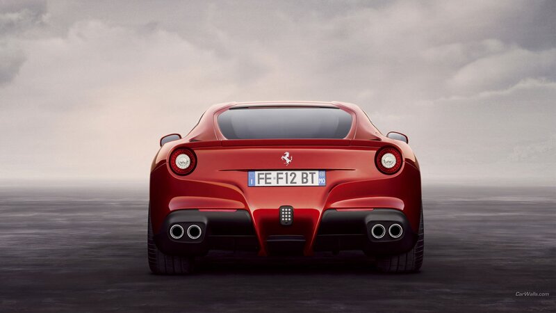 Red Ferrari F12 Berlinetta rear view