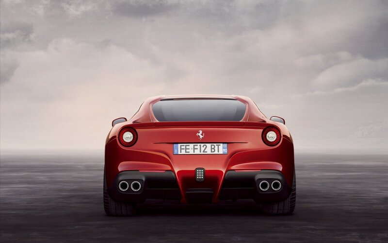 Red Ferrari F12 Berlinetta rear view
