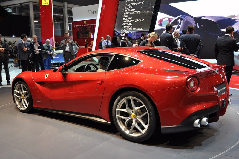 Red Ferrari F12berlinetta at auto show