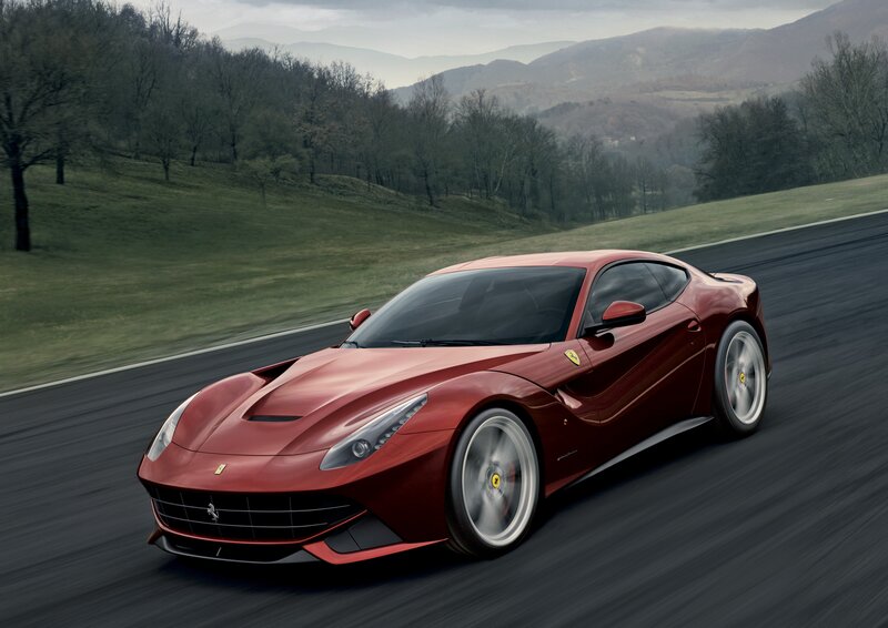 Red Ferrari F12berlinetta on track