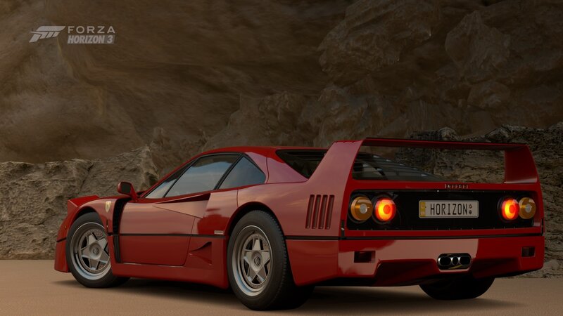 Red Ferrari F40 — Dramatic, 3d Render, Car, Rock Wall