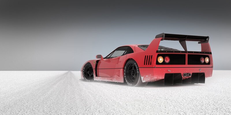 Red Ferrari F40 — Dramatic, 3d Render, Car