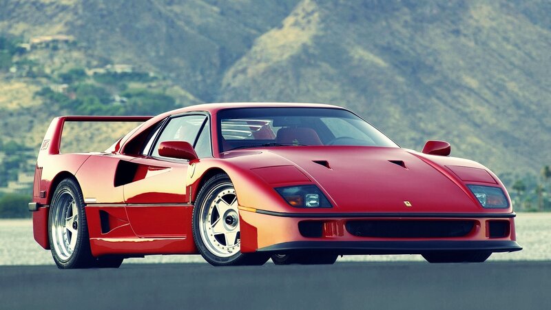 Red Ferrari F40 — Dramatic, Afternoon, Photograph, Car, Mountain, Road