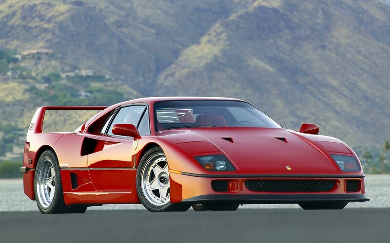 Red Ferrari F40 — Dramatic, Afternoon, Photograph, Mountains
