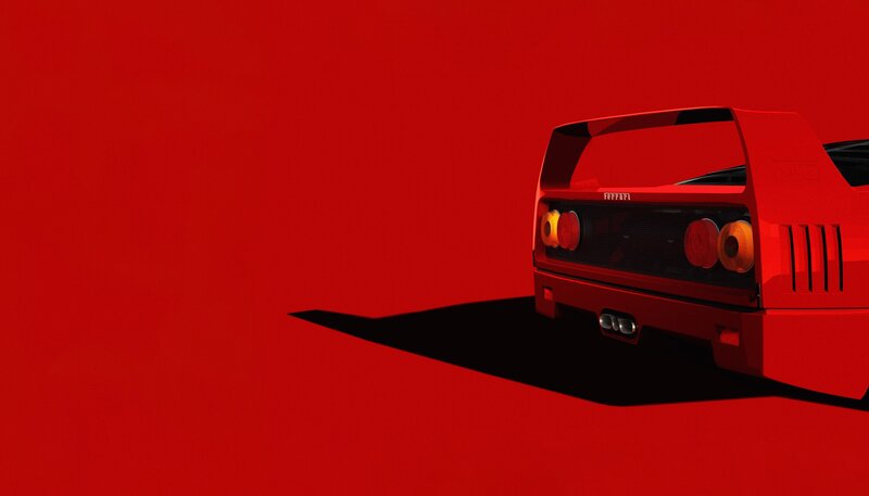 Red Ferrari F40 — Dramatic, Digital Art