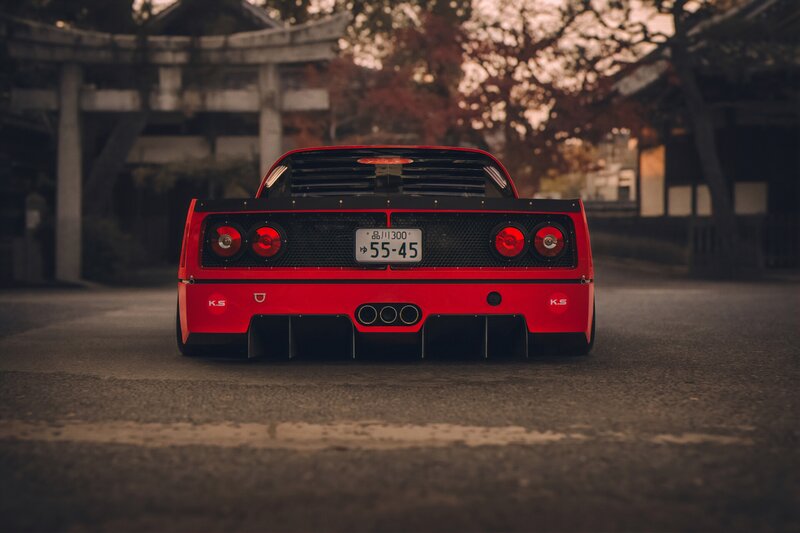 Red Ferrari F40 — Dramatic, Sunset, Photograph, Car