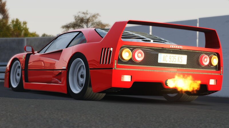 Red Ferrari F40 — Dynamic, Afternoon, 3d Render, Car
