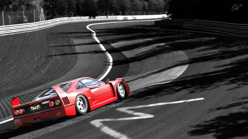 Red Ferrari F40 — Dynamic, Afternoon, 3d Render, Race Track, Car, Trees