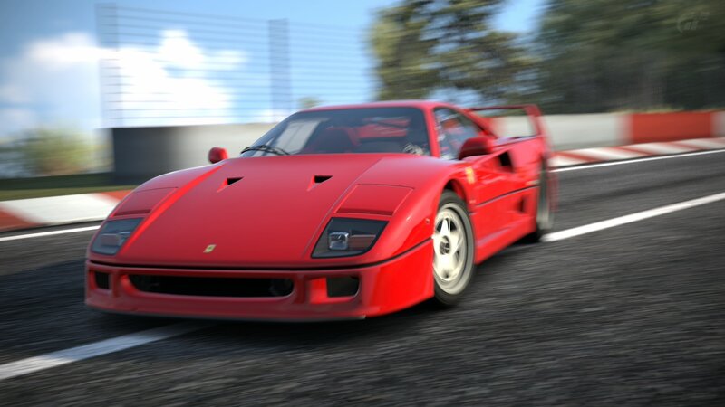 Red Ferrari F40 — Dynamic, Afternoon, 3d Render, Race Track