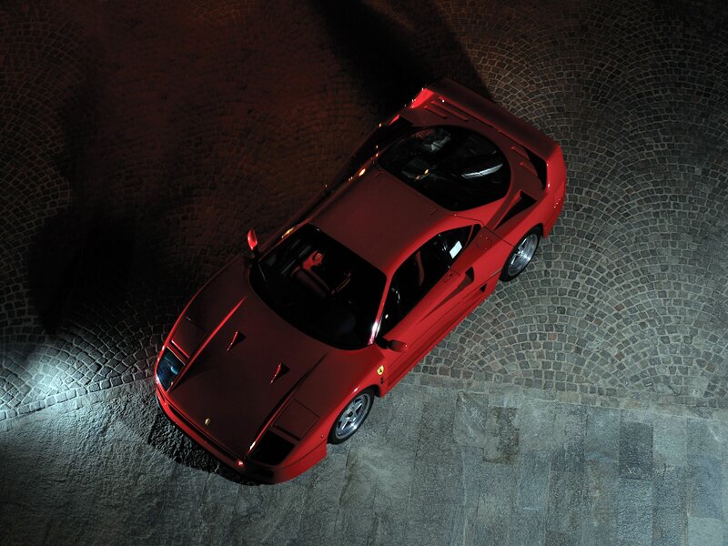 Red Ferrari F40 from above
