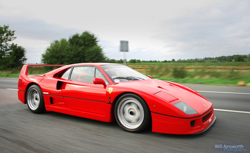 Red Ferrari F40 in motion