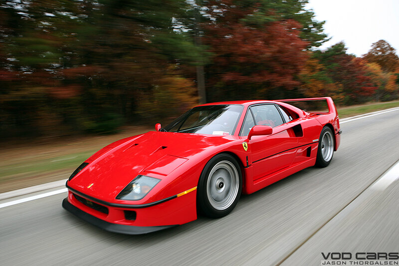 red ferrari f40 in motion