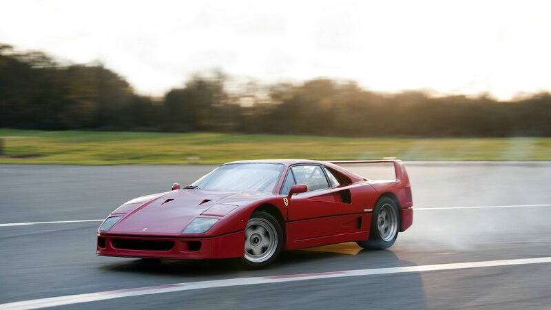 Red Ferrari F40 on a racetrack