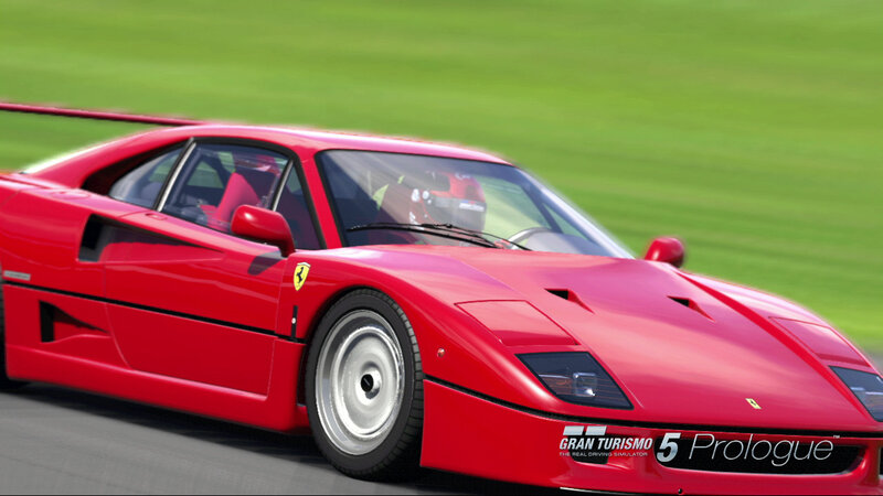 Red Ferrari F40 on a racetrack