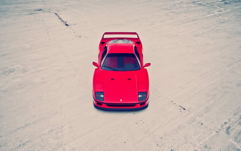 Red Ferrari F40 on desert