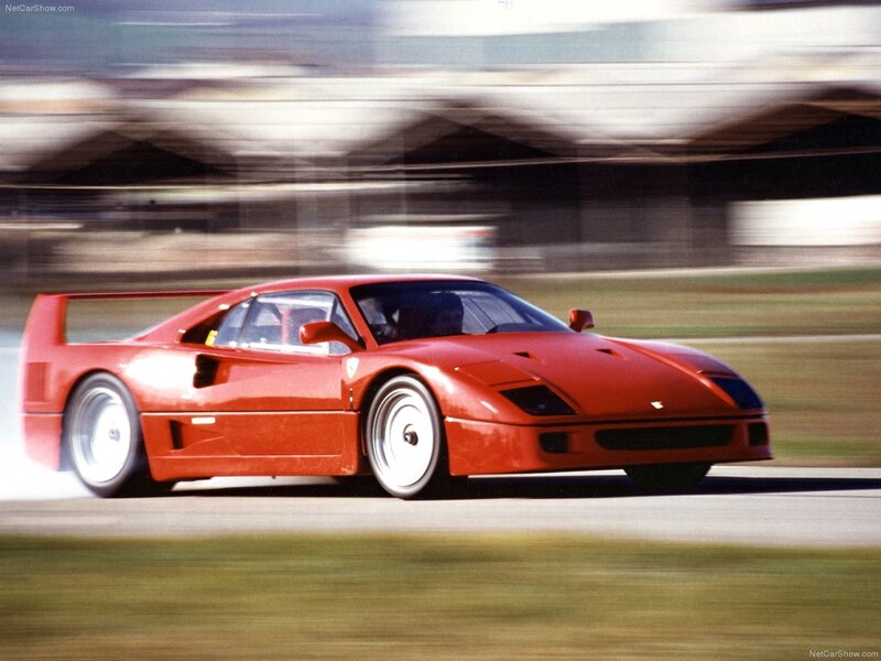 red ferrari f40 on track