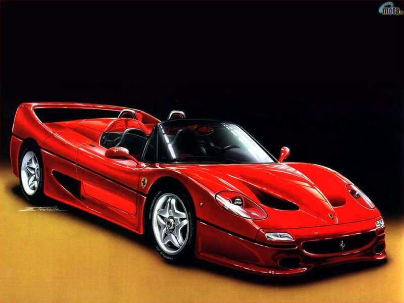 Red Ferrari F50 — Dramatic, Illustration, Car