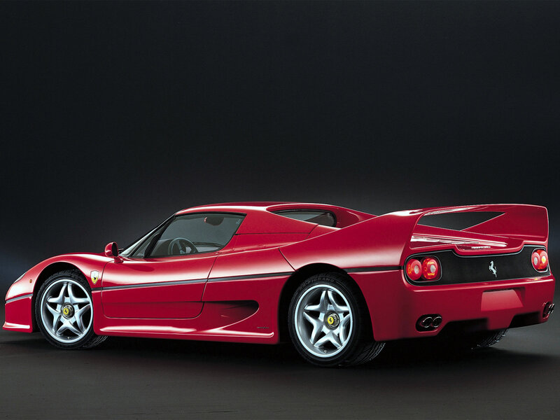 Red Ferrari F50 — Dramatic, Photograph, Car