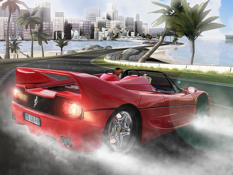 Red Ferrari F50 — Dynamic, Afternoon, Digital Art