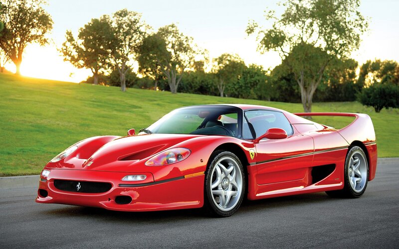 Red Ferrari F50 — Serene, Sunset, Photograph, Car