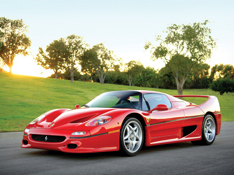 Red Ferrari F50 — Serene, Sunset
