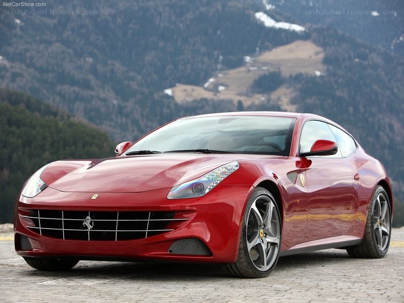 Red Ferrari FF on a mountain road