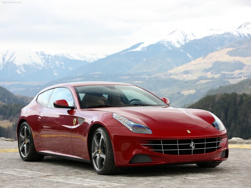 Red Ferrari FF on mountain road