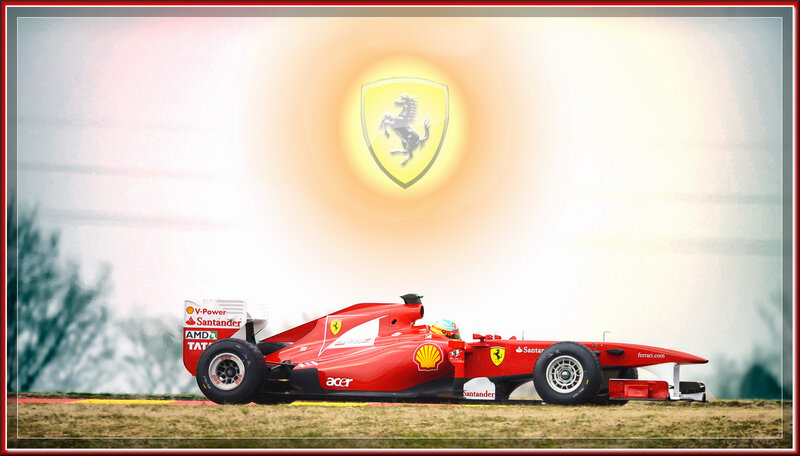 Red Ferrari Formula One Car — Dramatic