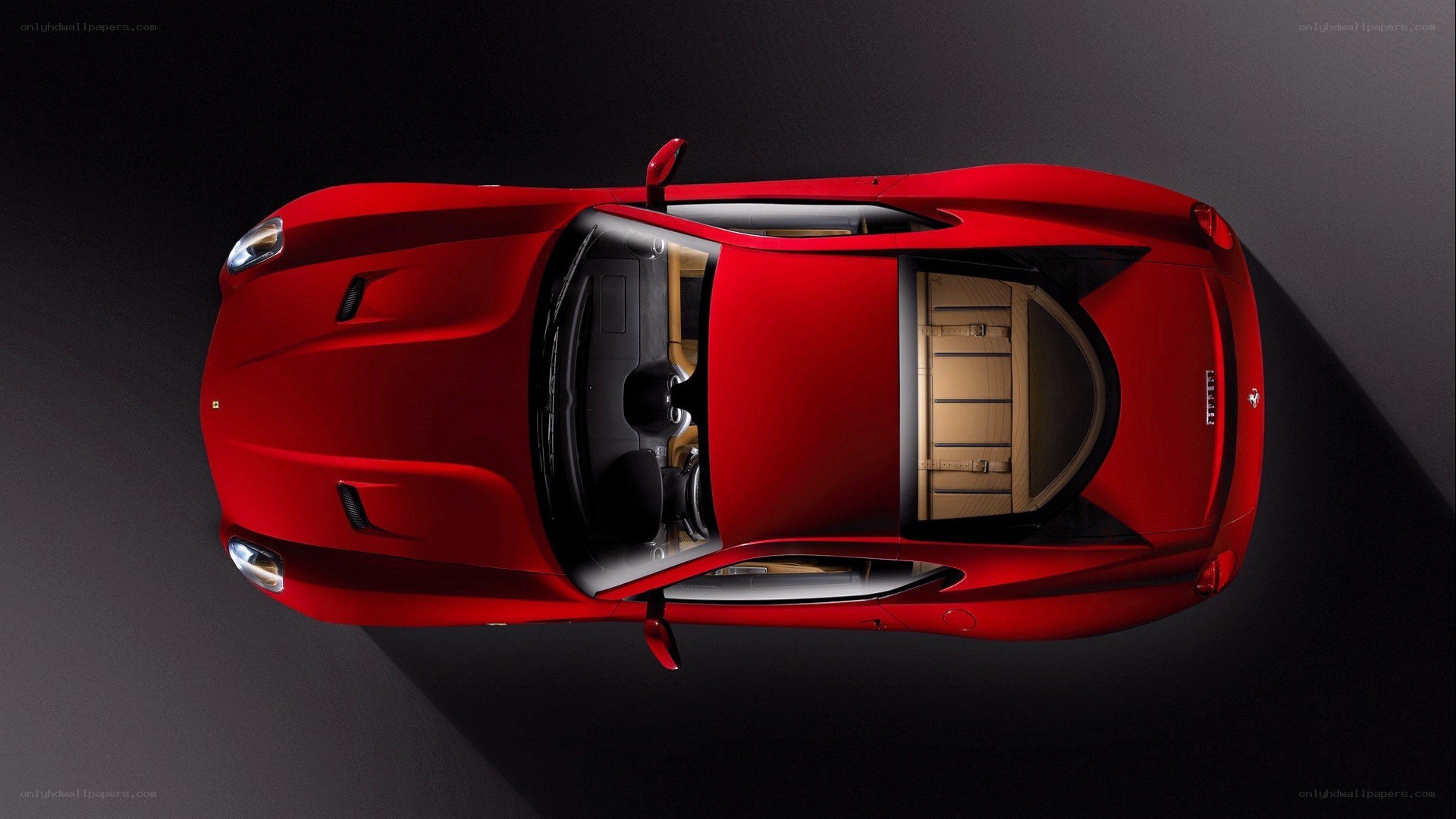Red Ferrari from above