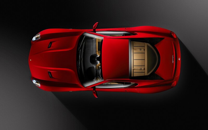 Red Ferrari from above