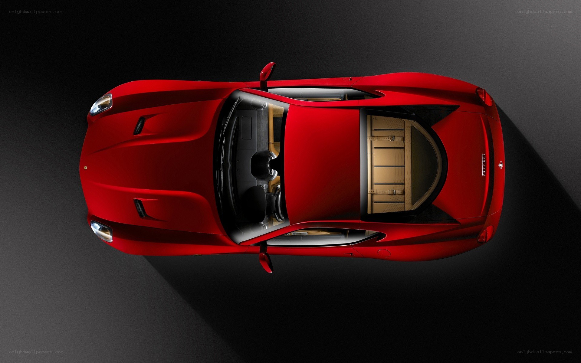Red Ferrari from above