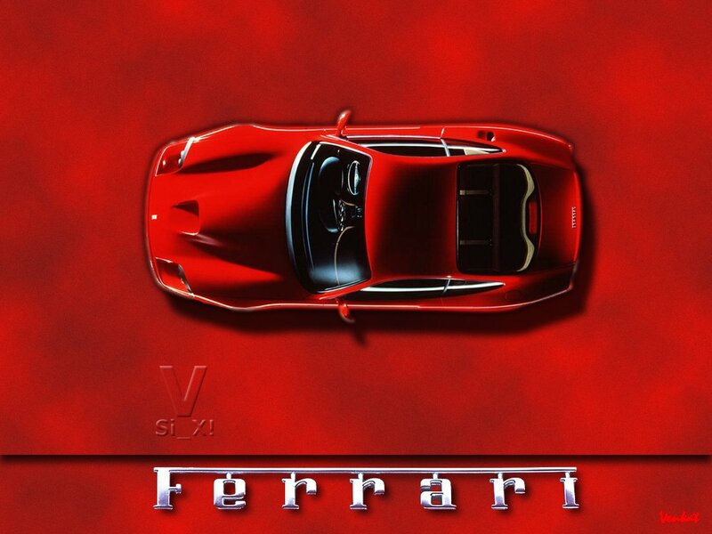 Red Ferrari from above