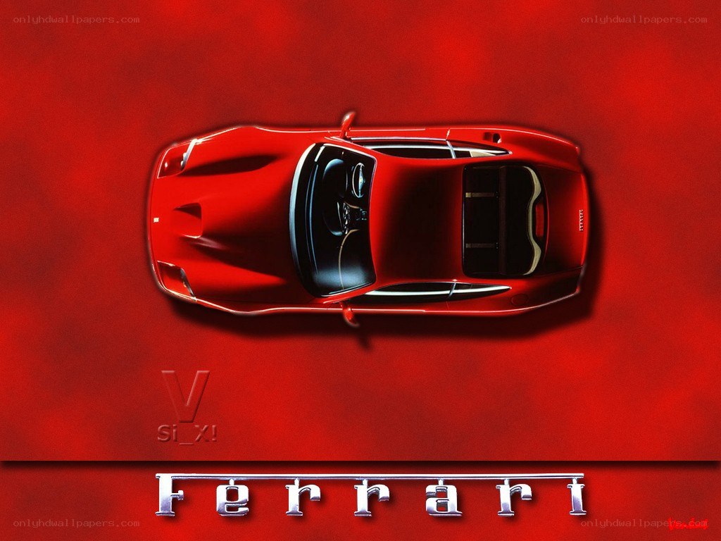 Red Ferrari from above