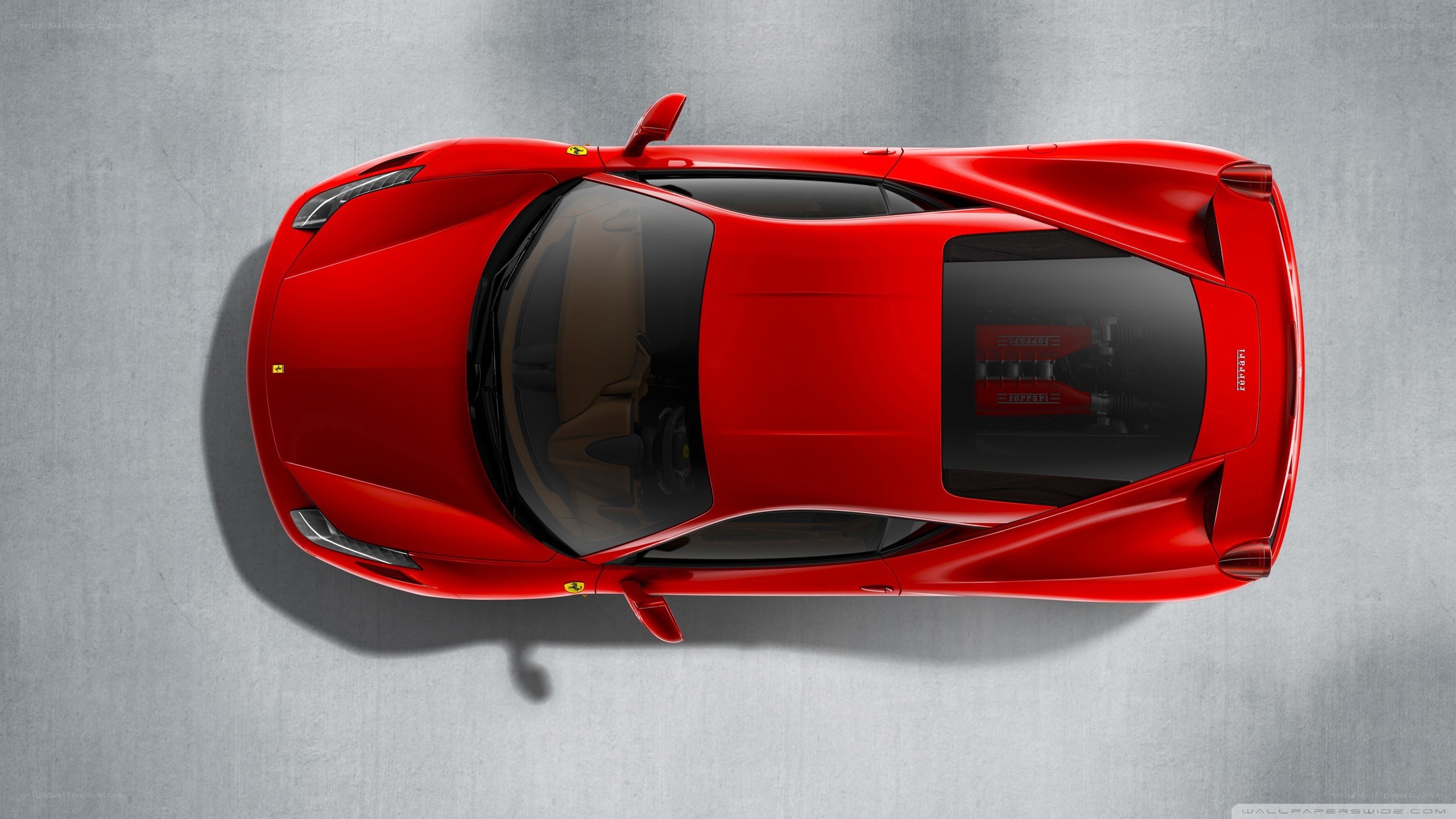Red Ferrari from above