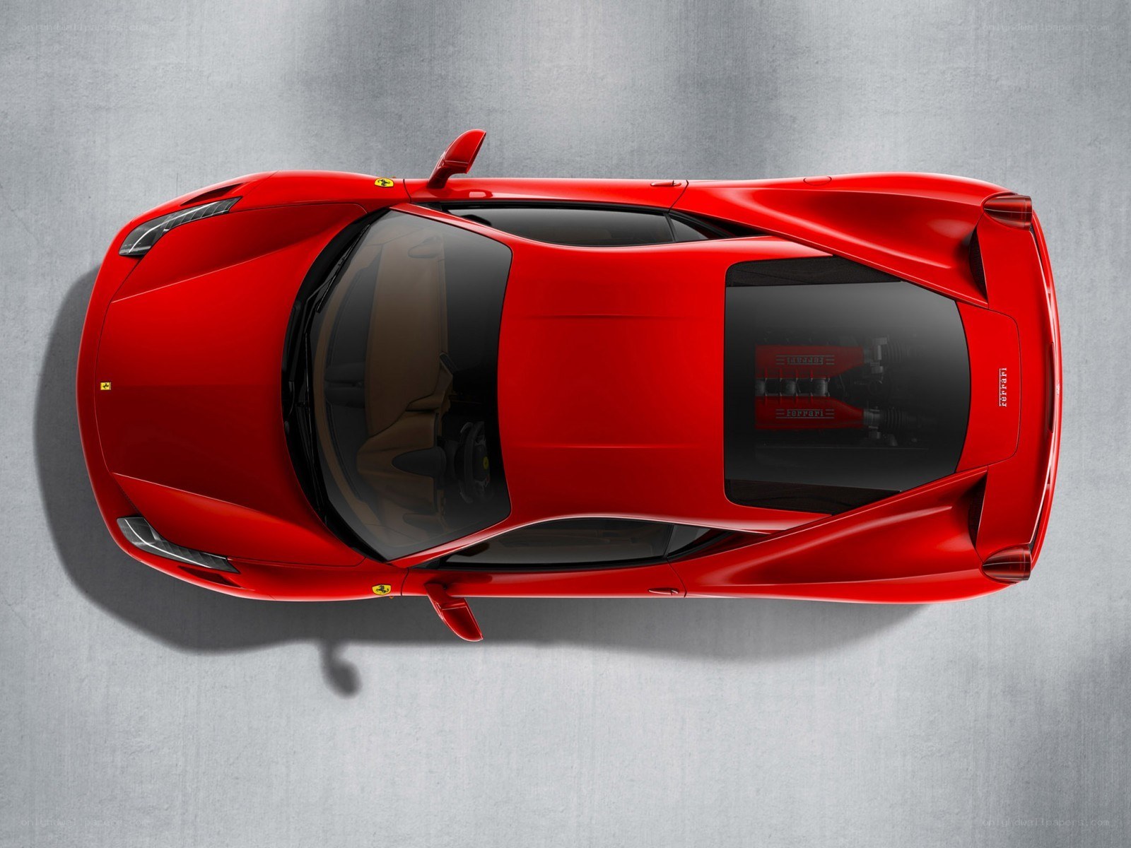 Red Ferrari from above