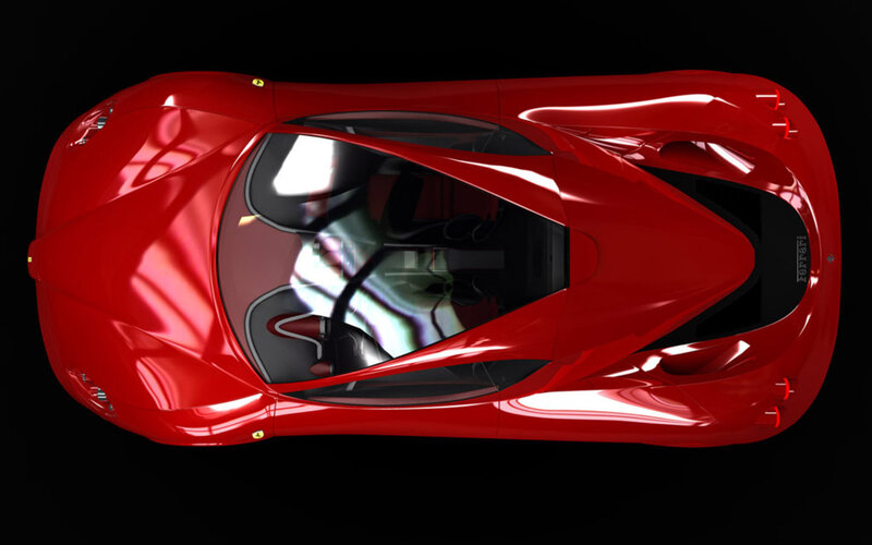 Red Ferrari from above