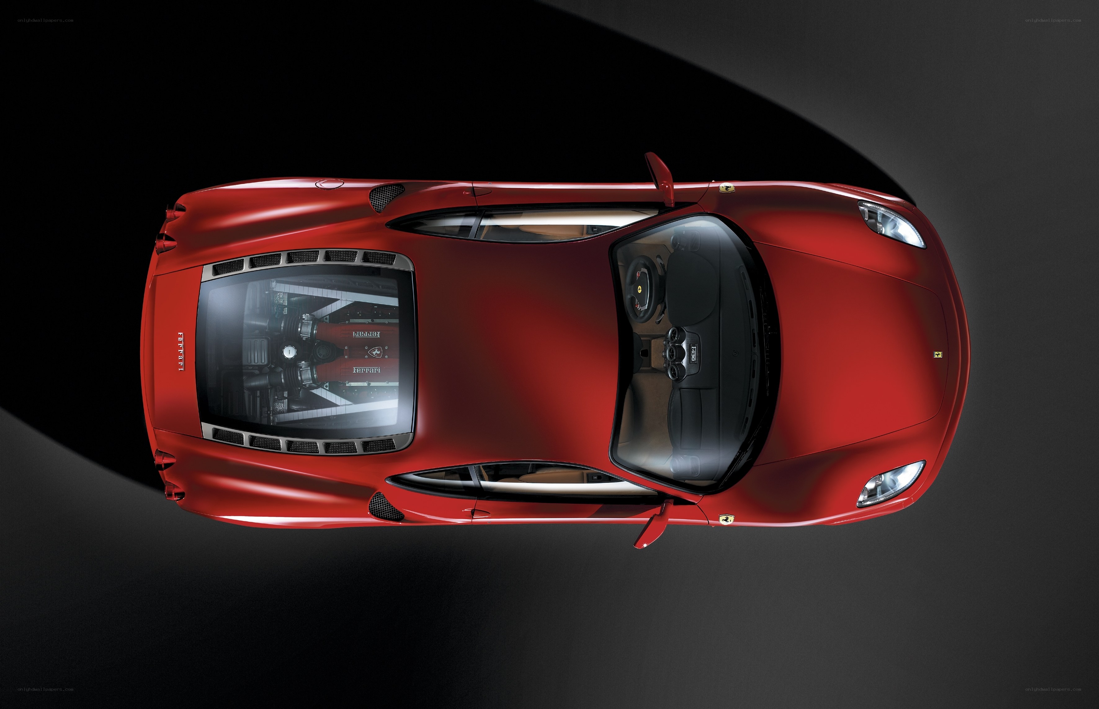 Red Ferrari from above