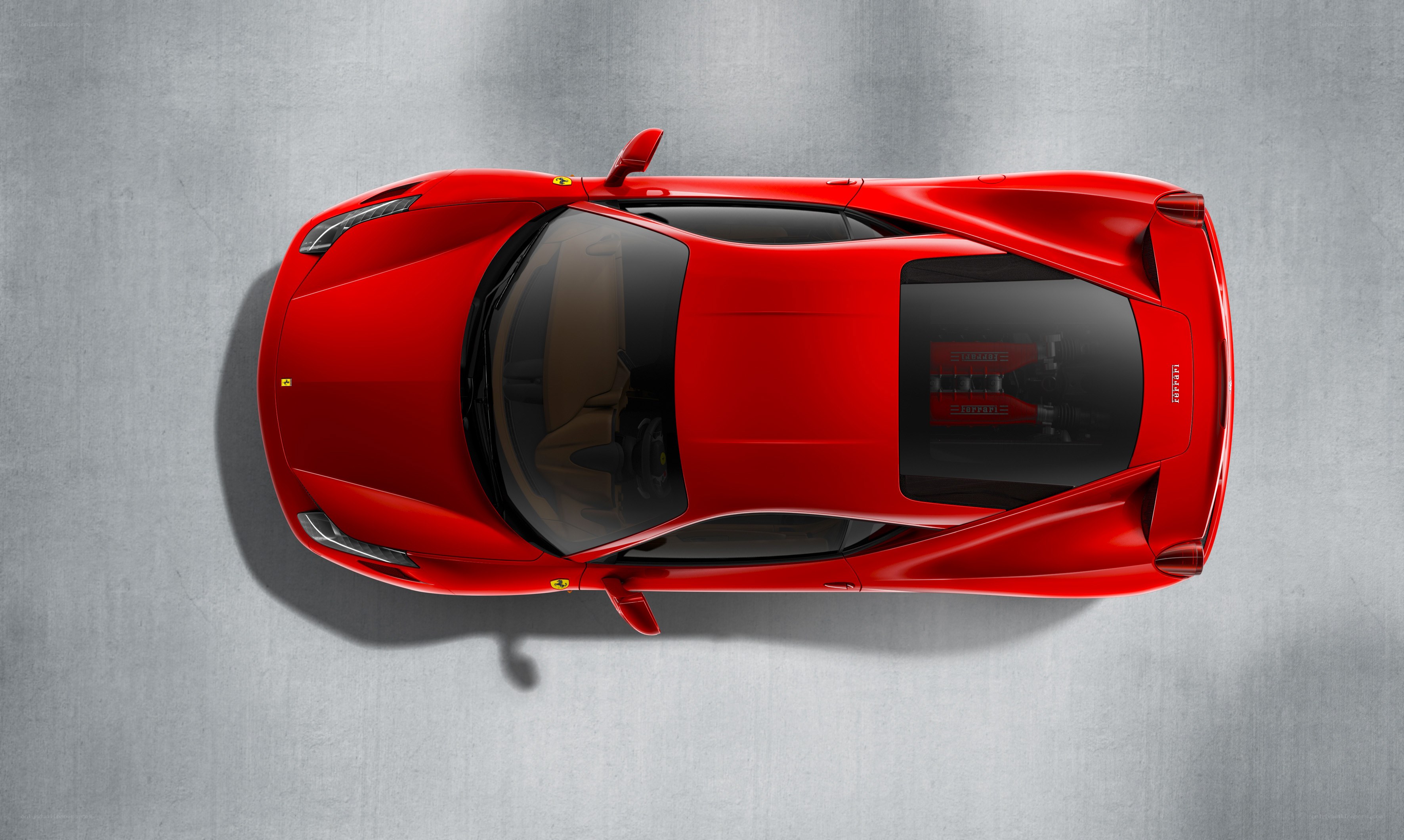 Red Ferrari from above