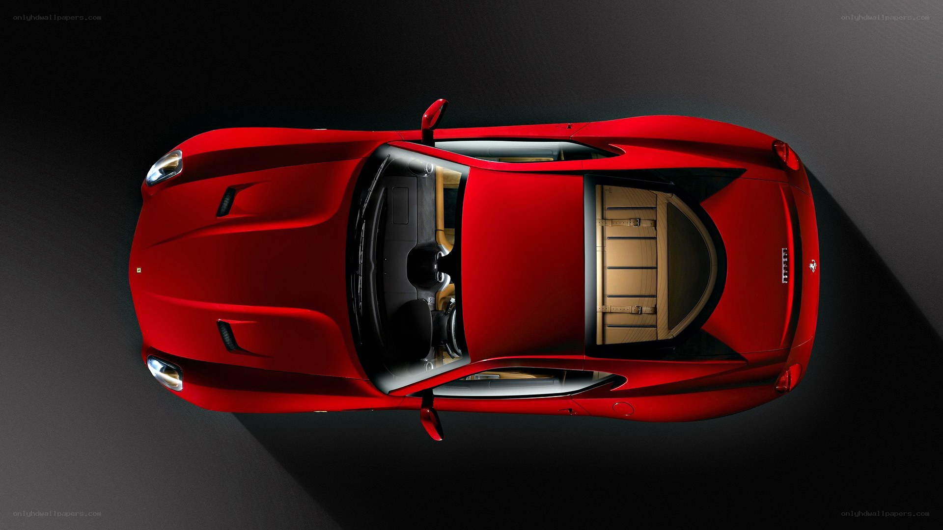 Red Ferrari from above