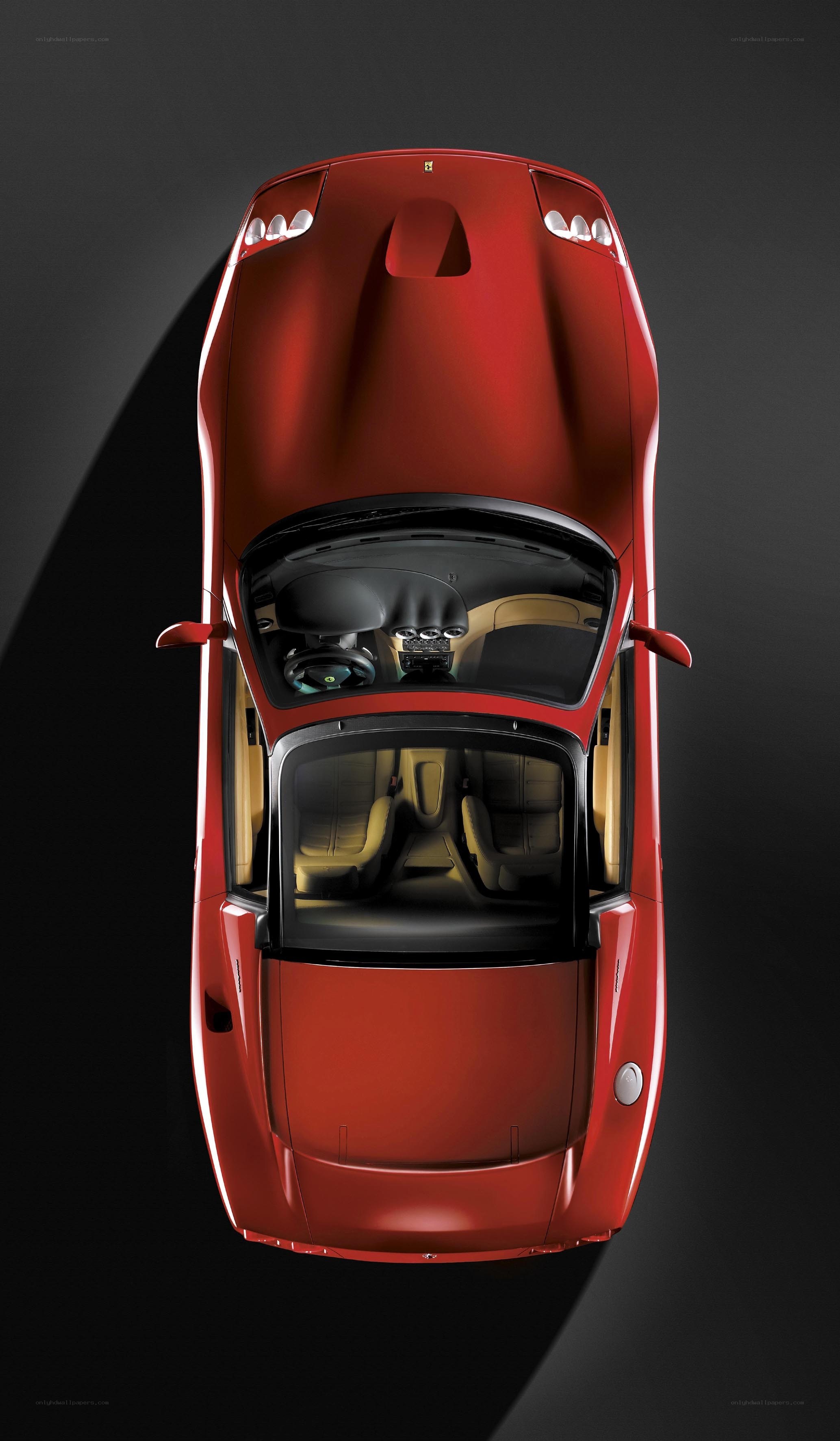 red ferrari from above