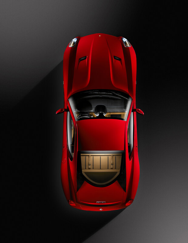 Red Ferrari from above