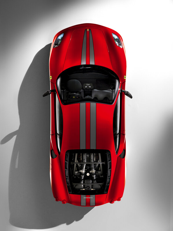 Red Ferrari from above