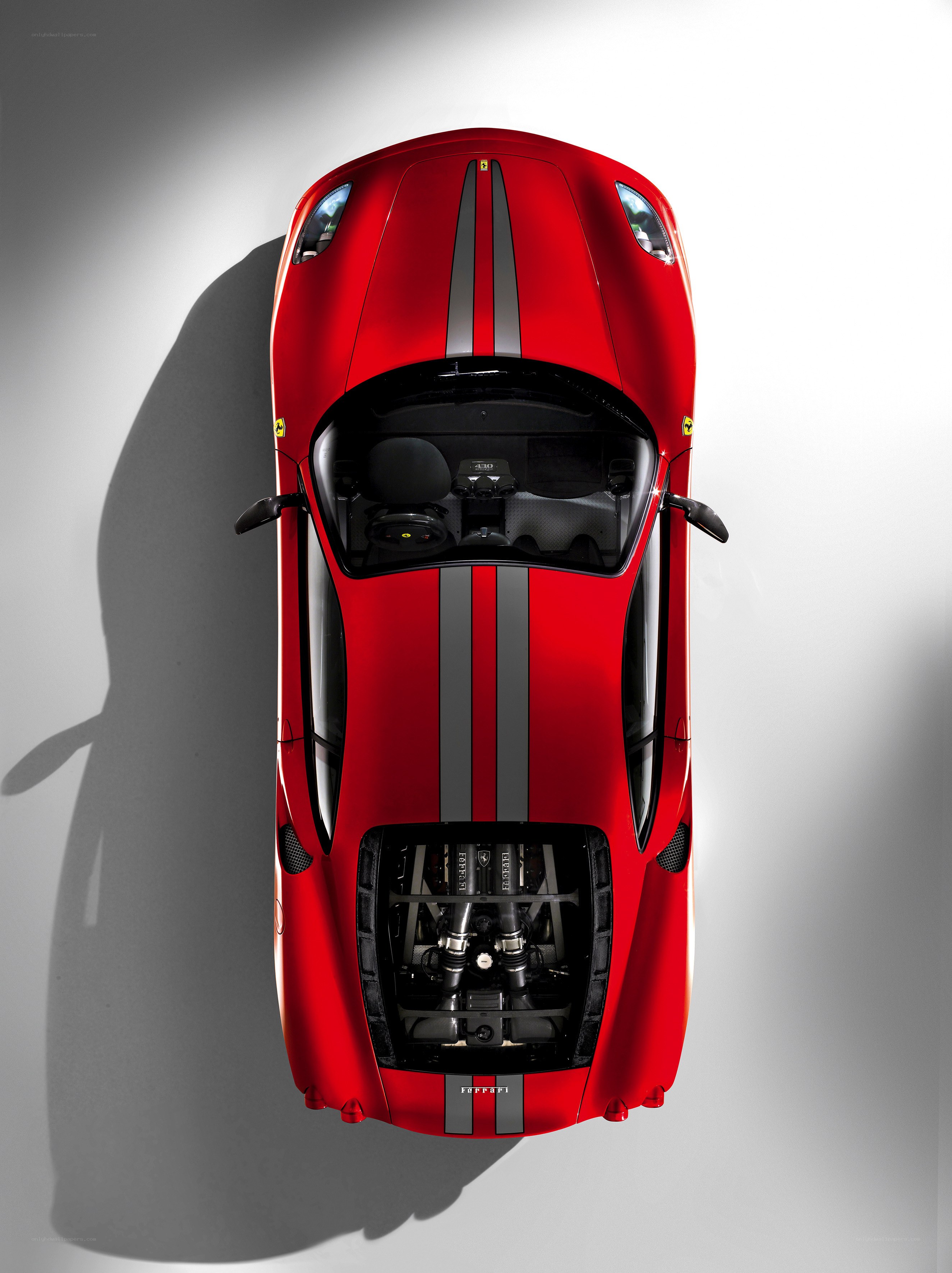 Red Ferrari from above