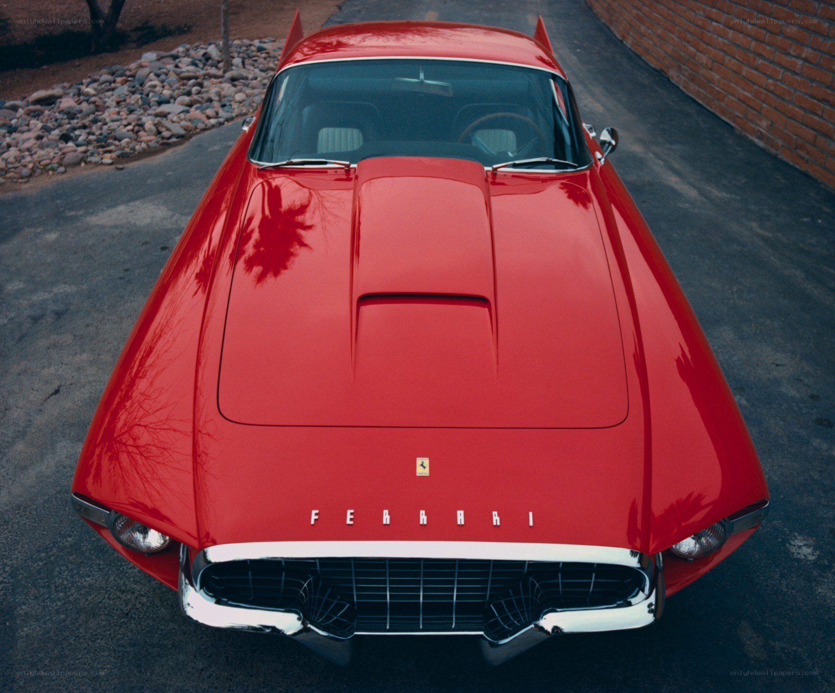 Red Ferrari from above