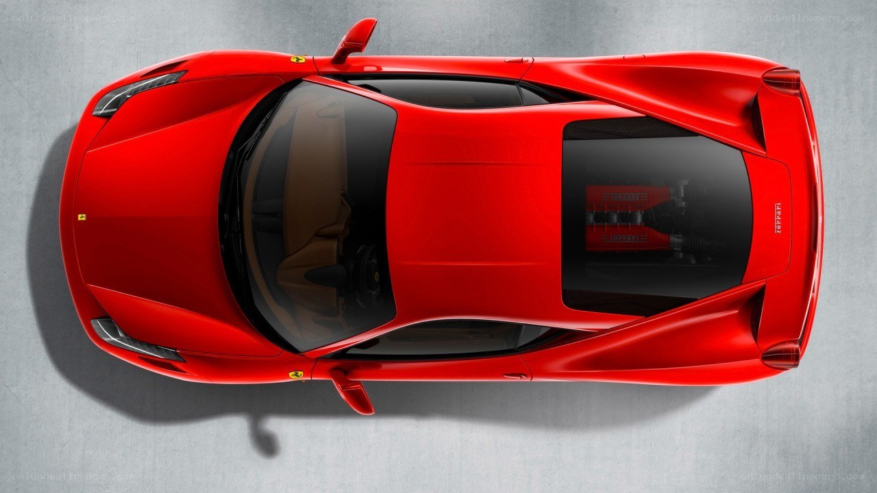 Red Ferrari from above