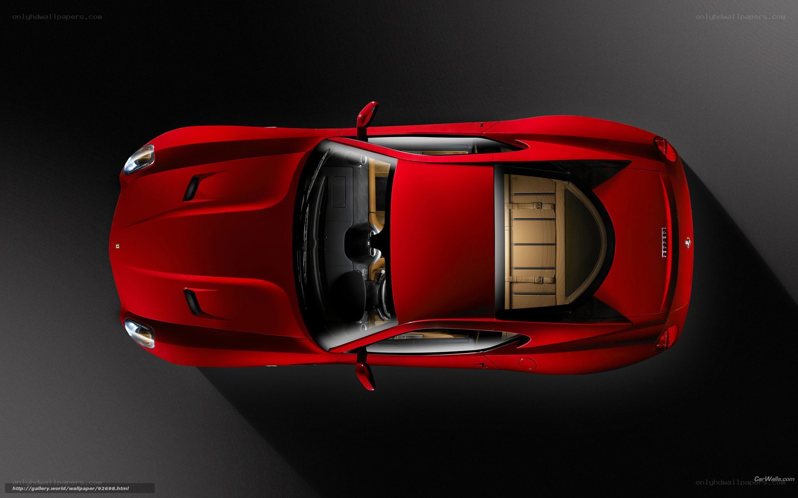 Red Ferrari from above