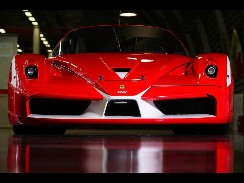 Red Ferrari Fxx — Dramatic, Photograph, Car, Garage, Lights, Black
