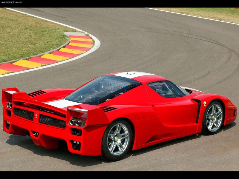 Red Ferrari FXX on a racetrack