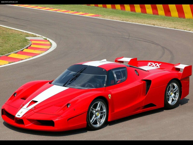 Red Ferrari FXX on a racetrack