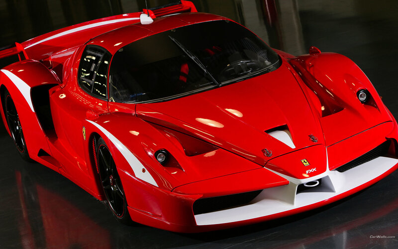 Red Ferrari FXX sports car
